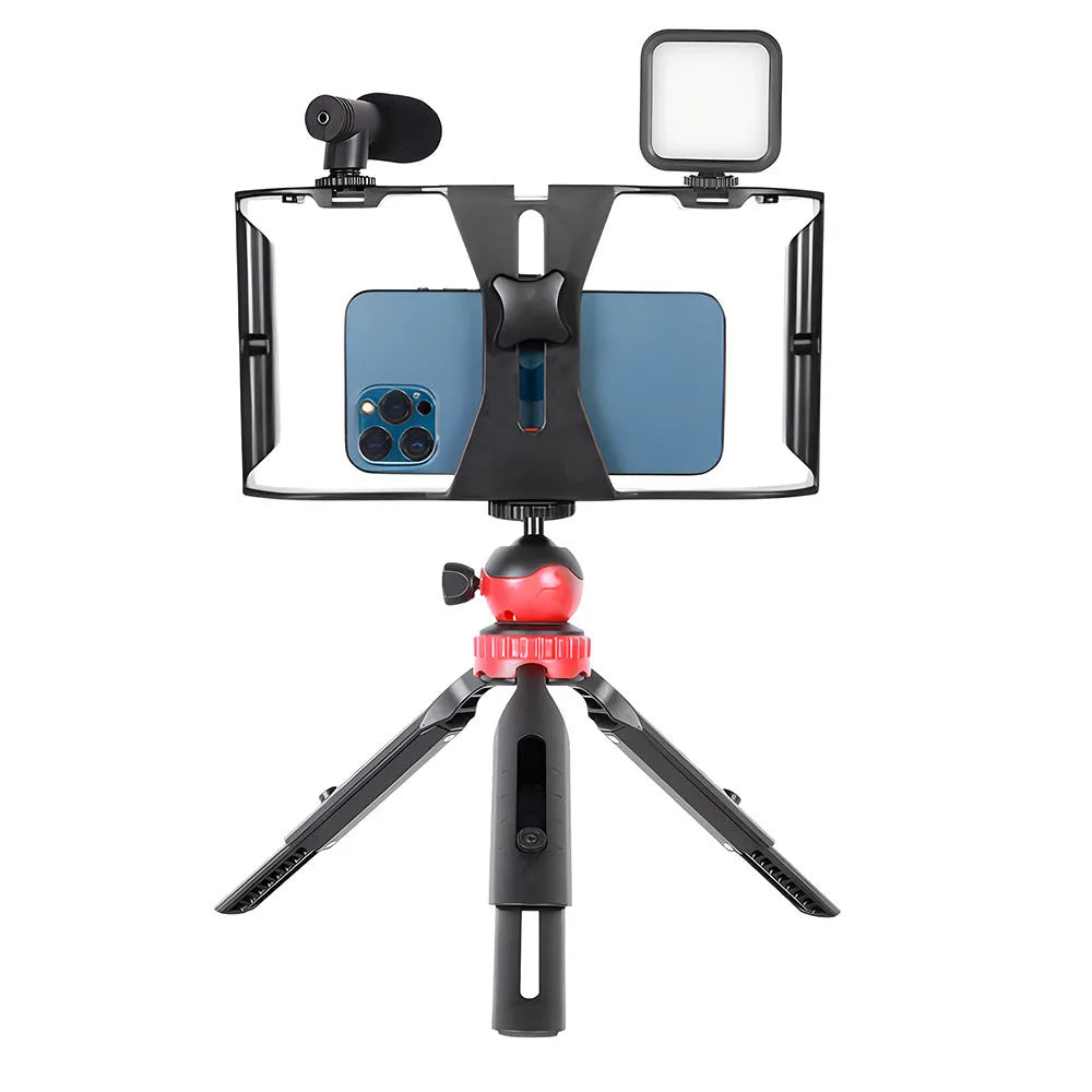Simple and portable desktop telescopic tripod in ABS with mobile phone holder for stable desk use