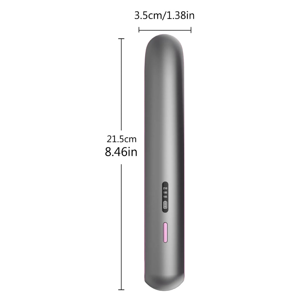 Moon shadow grey wireless small hair straightener with ceramic plates and temperature control