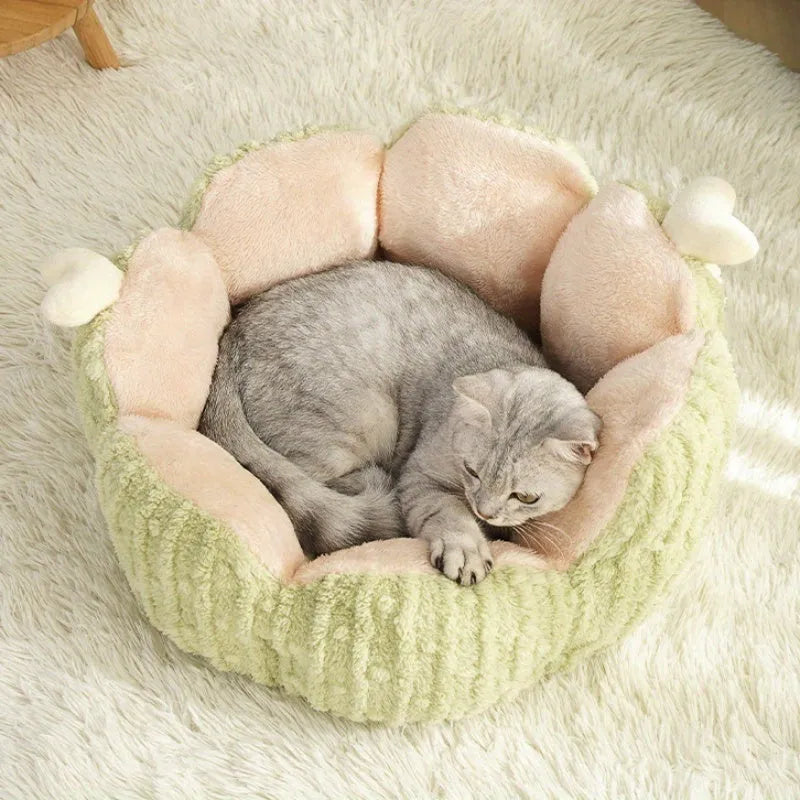 Soft fleece cat litter kennel in green colour showing both litter enclosure and pet bed functions
