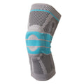 Sky blue silicone running basketball knee pads with elastic fibre construction in S, M, L, XL sizes