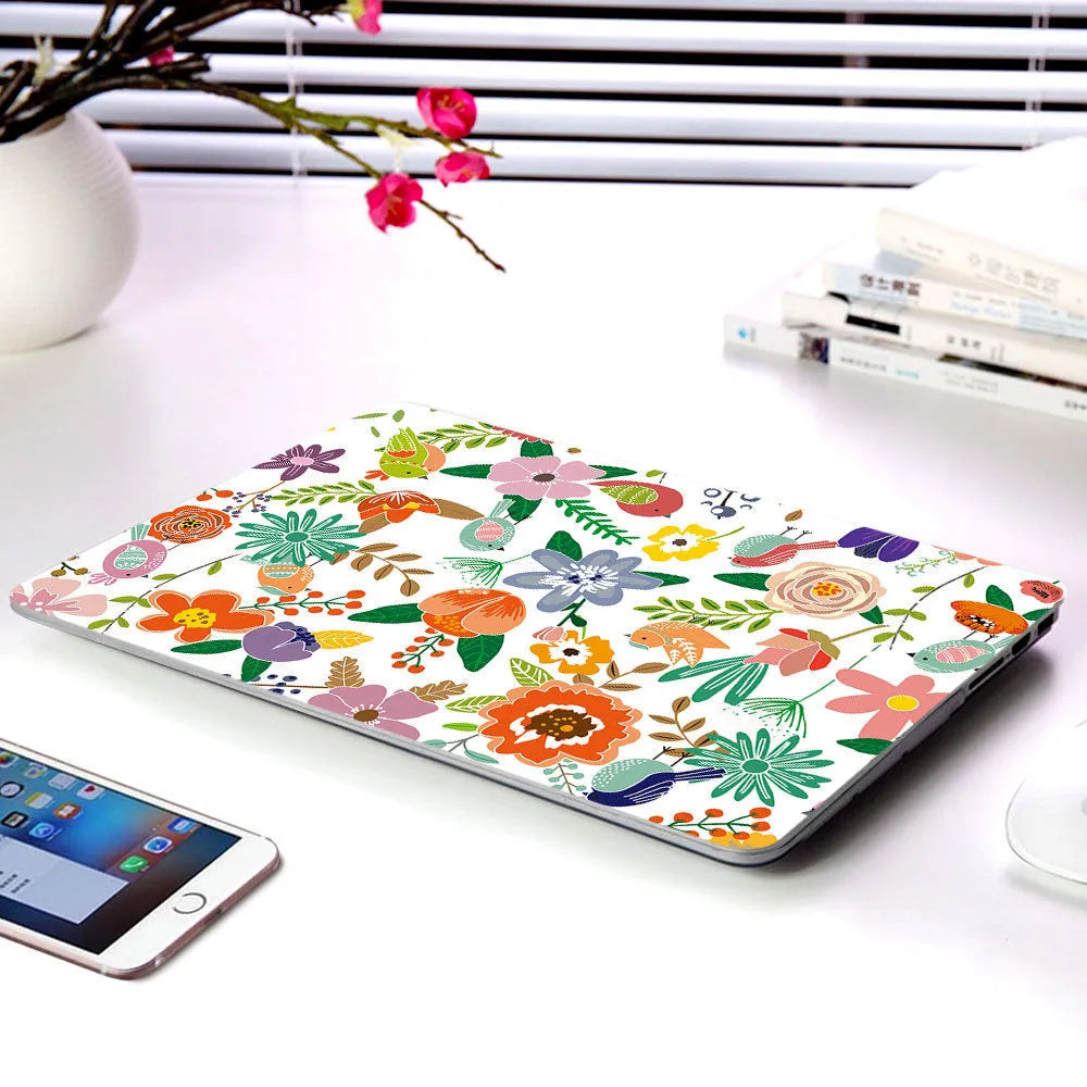 Hard plastic protective shell with floral pattern for MacBook Air 11 or MacBook Pro 12 Retina laptops