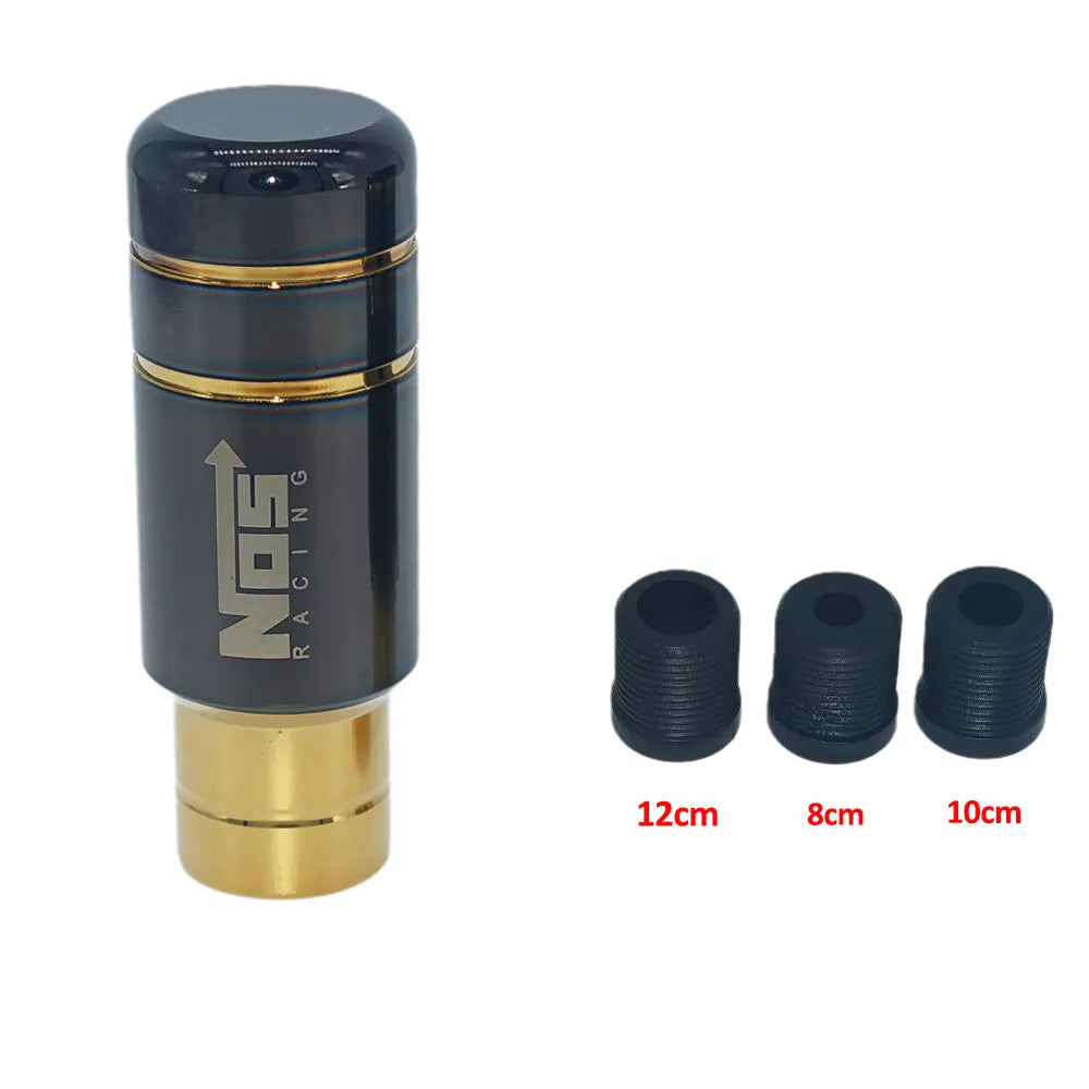 Roasted blue aluminium alloy car gear shift head with stainless steel finish