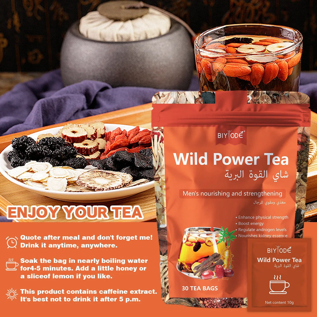 Wild Power Maca Tea Bag herbal supplement 30 bags bottle GMP certified private label