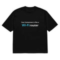 Men's black T-shirt with 3D printed cartoon design, round neck, short sleeves, loose fit
