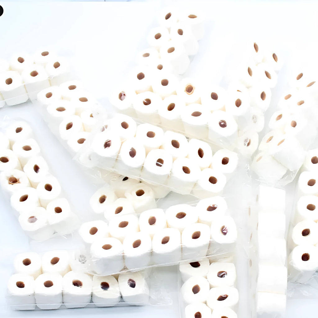 Simulated brown paper tissue roll model measuring 30x15x80mm for doll house bathroom accessories