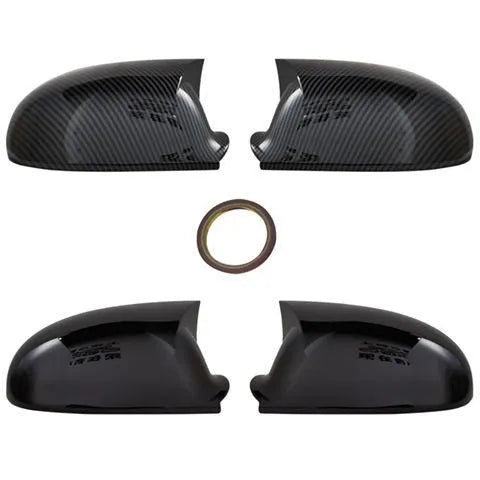 Pair of Horn Bright Black Volkswagen Sagitar exterior mirror housings for 2006-2011 models.