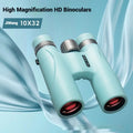 Blue and grey compact 10x32 binoculars with wine red film imaging lenses