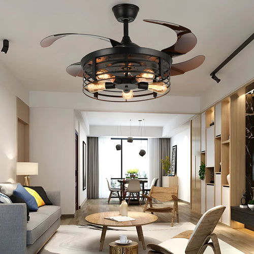 42-inch industrial ceiling fan light with American retro style and acrylic construction