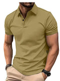 Men's slim fit short sleeve button shirt in solid colour on hanger