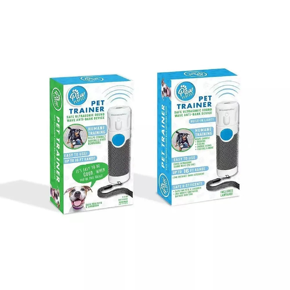 White ABS plastic ultrasonic dog trainer handheld device for bark control weighing 100g