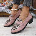 Leopard print slip-on suede pumps with chunky mid-heel in three colour options