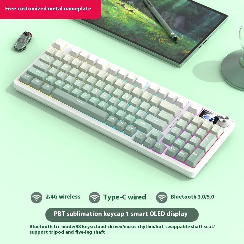 98-key wireless Bluetooth mechanical keyboard with multiple colour theme options