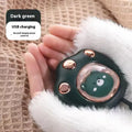 USB-powered hand warmer with digital display in six colour options including blue, green, pink and white finishes