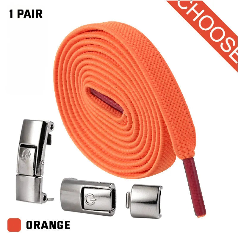 8mm wide press lock elastic shoelaces with flat profile and soft cotton construction