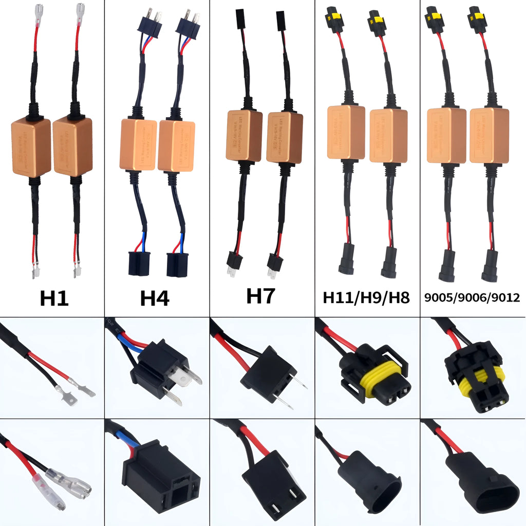Black alloy Canbus decoder for H4 H7 H11 LED headlights with plug connectors