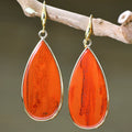 Vintage handmade stone drop earrings in tigereye colour with textured surface