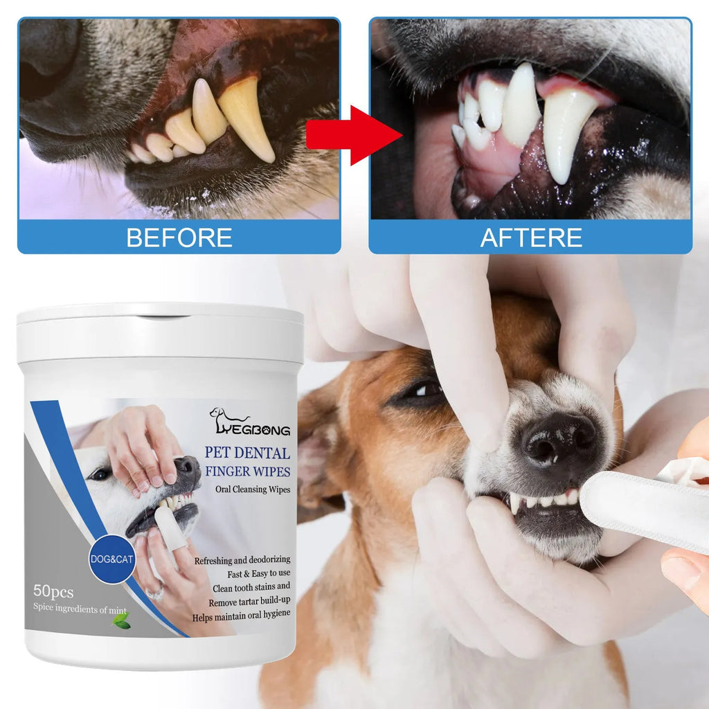 Dog dental care finger stall wipes in aluminium can with silicone brush attachment for teeth cleaning