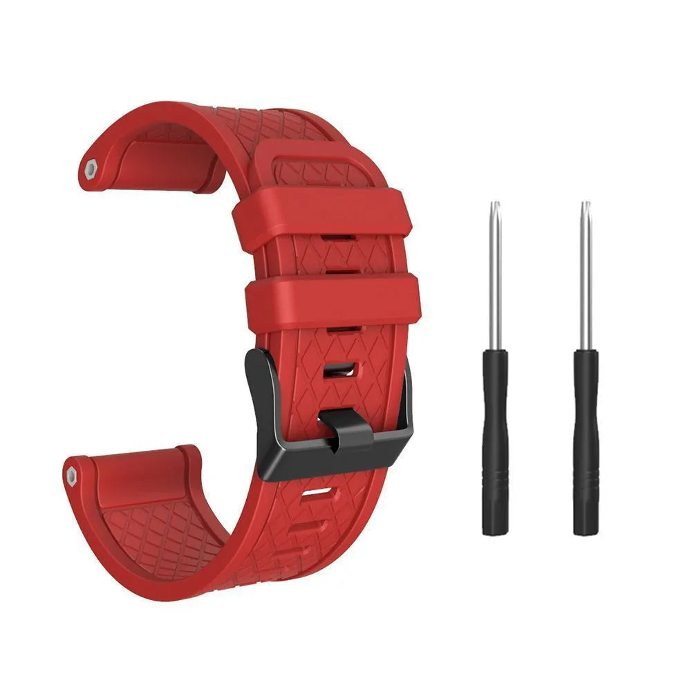 Black silicone sports watch strap with stainless steel button closure for Jiaming watches