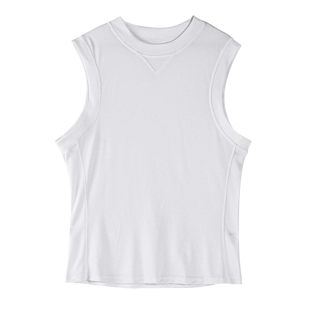 Men's loose black fitness vest on a white background
