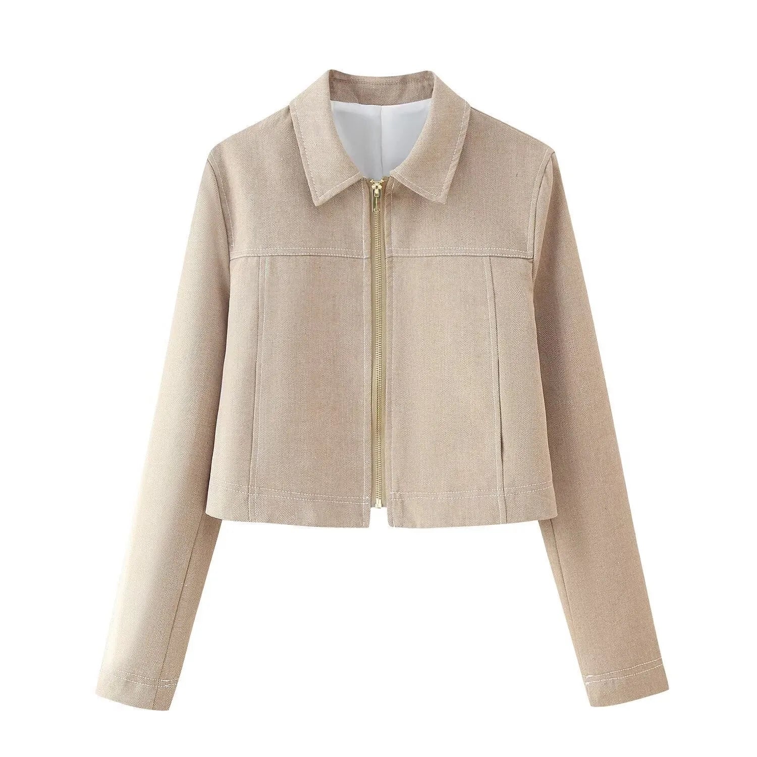 Women's long sleeve jacket and straight-leg trousers suit with a grey 3D herringbone pattern