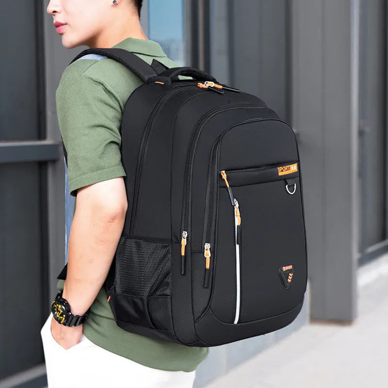 Men's Oxford cloth schoolbag with air pillow belt in black, blue, green or red colour options