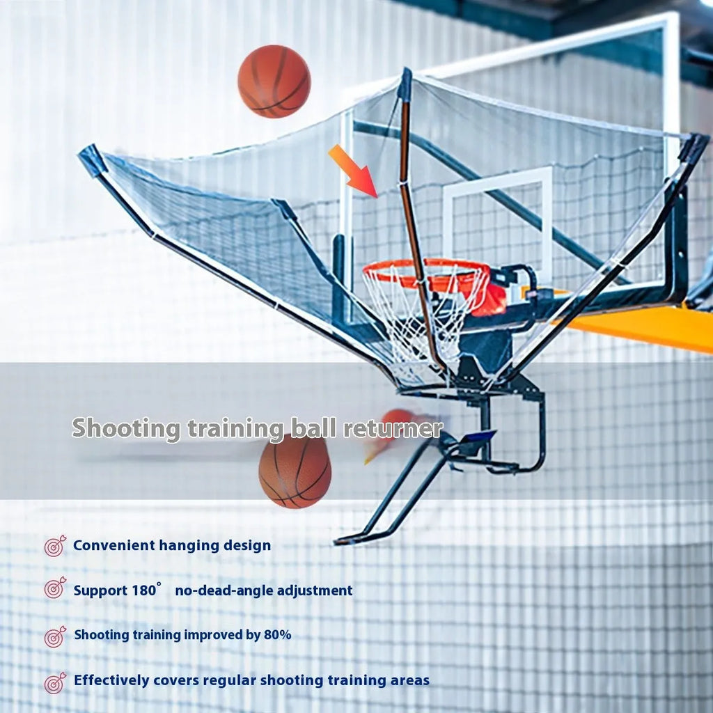 Automatic basketball return training net with cowhide netting and iron frame for solo shooting practice