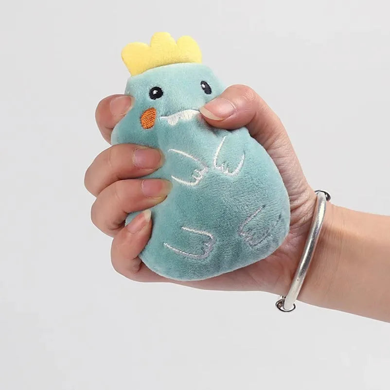 Compact plush catnip toy for teeth grinding and chewing, shown in one of six colour options
