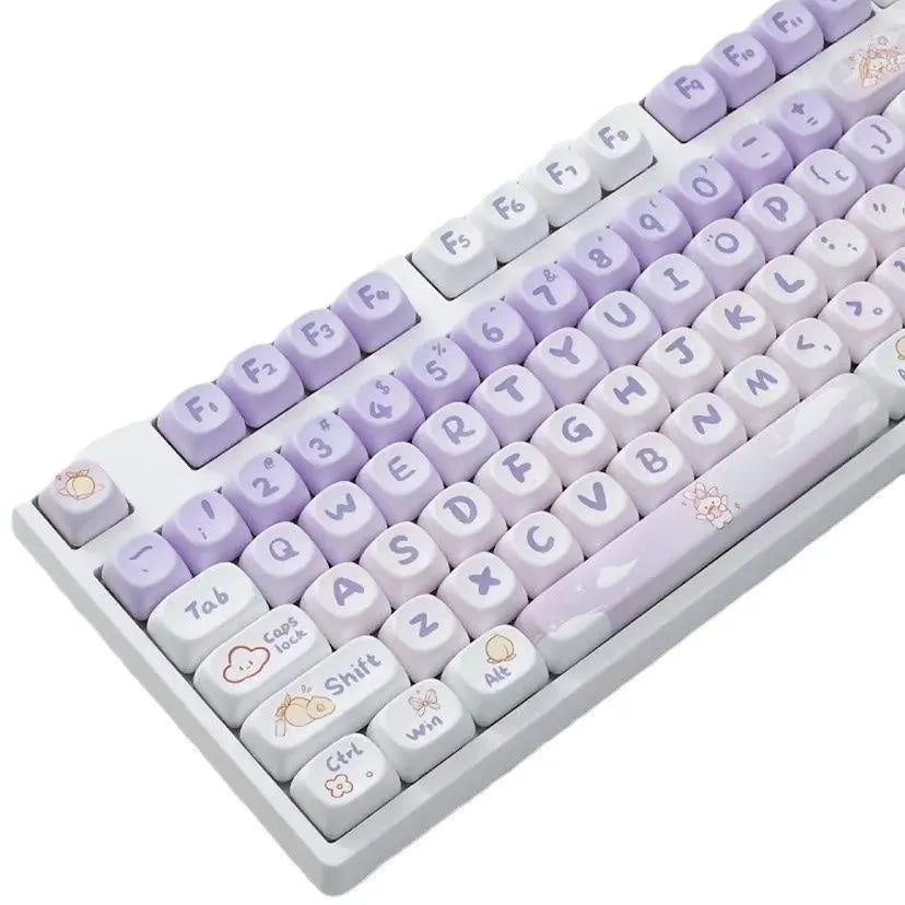 Gradient purple rabbit design PBT keycaps for mechanical keyboard customisation