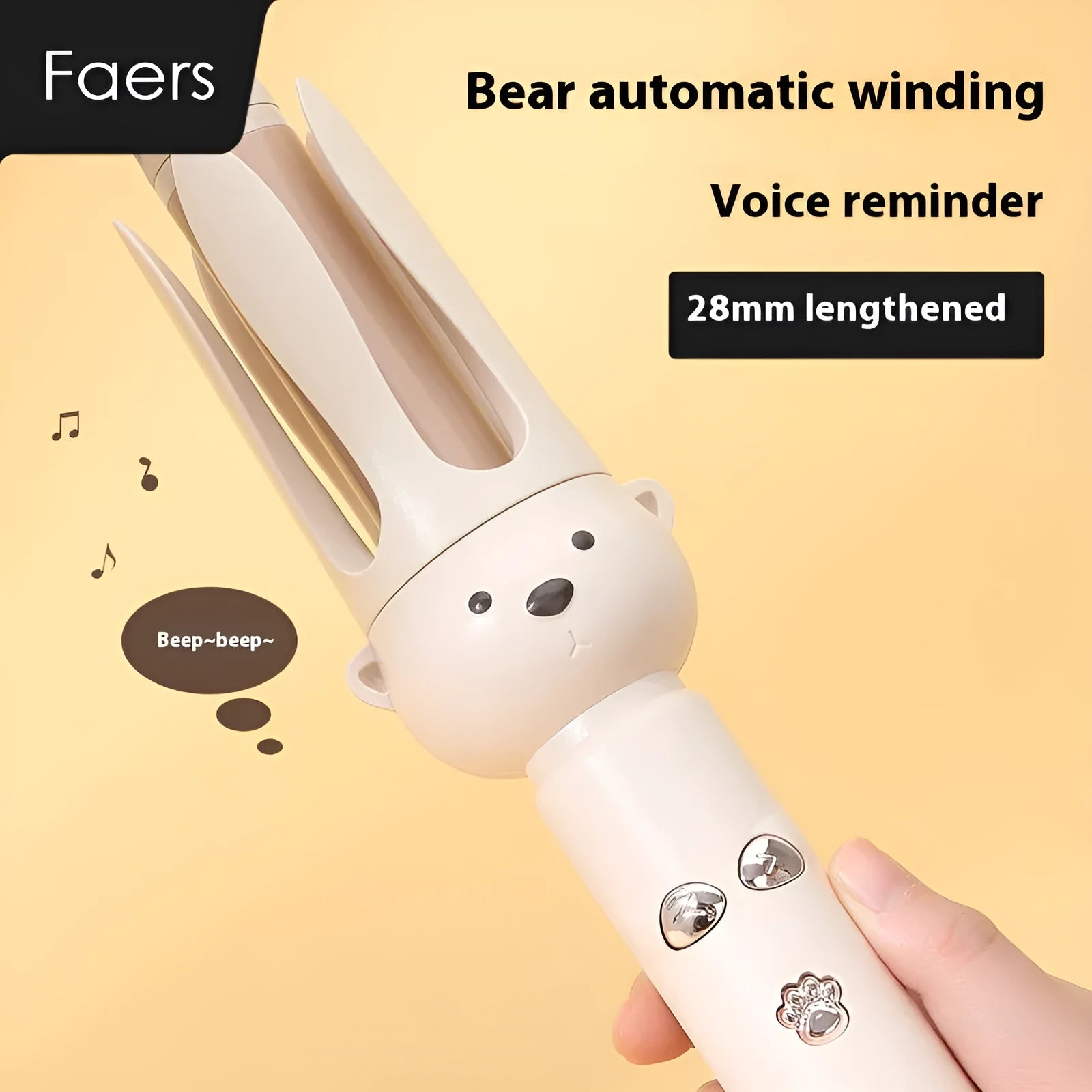 Beige anion automatic hair curler with negative ion technology and hair stick accessory for lazy curly hair styling