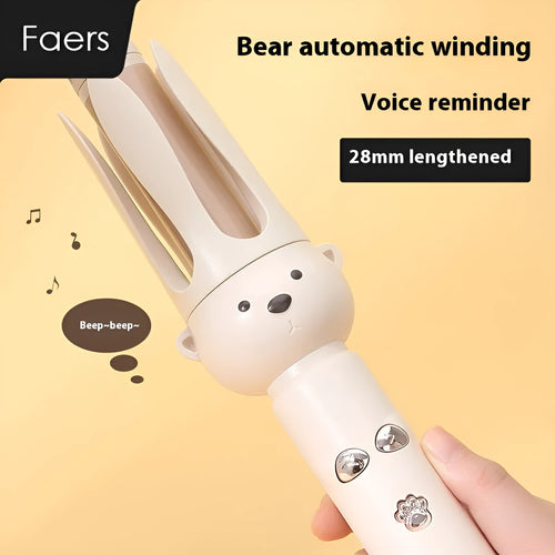 Beige anion automatic hair curler with negative ion technology and hair stick accessory for lazy curly hair styling