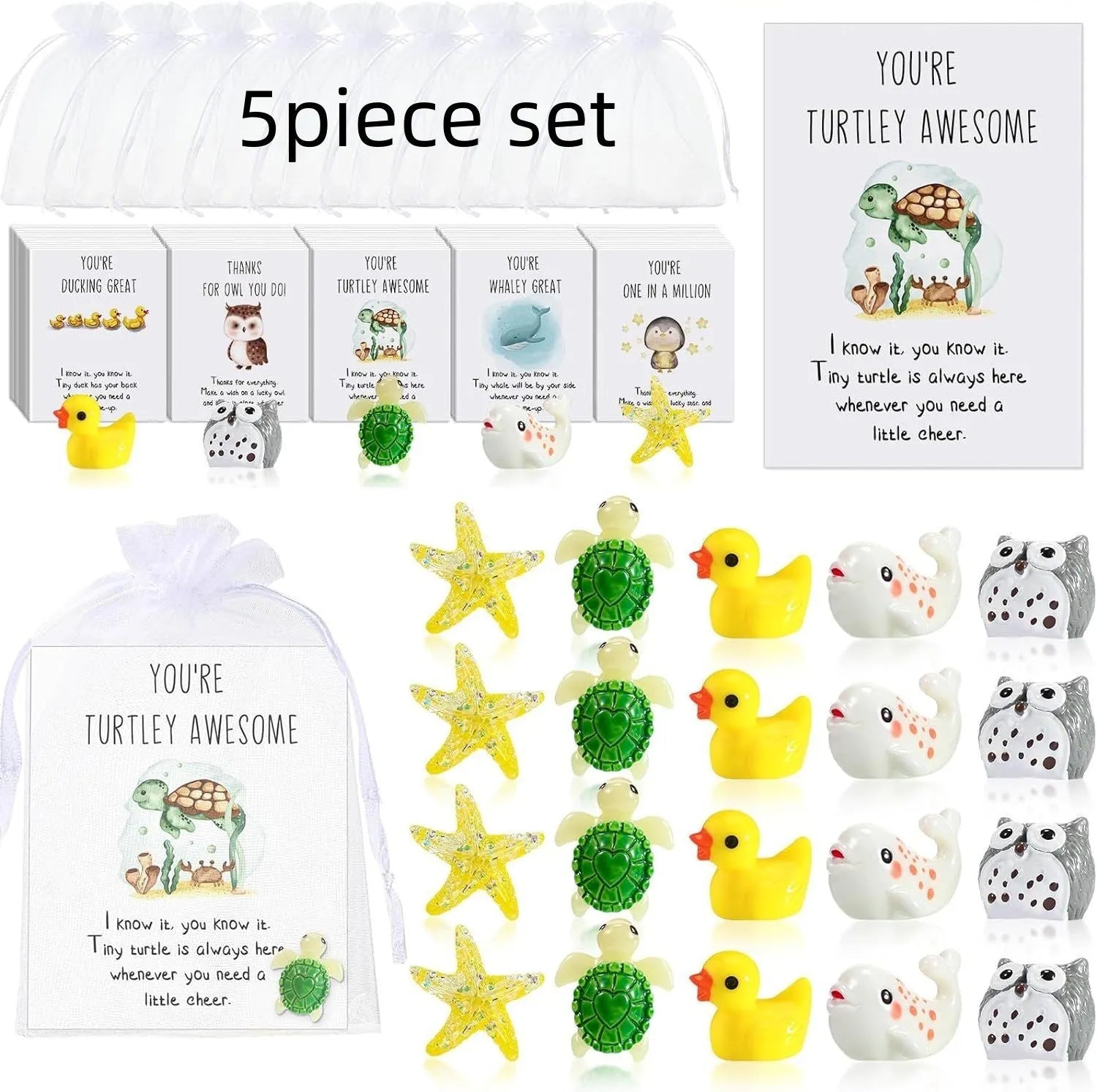 Set of pun-inspired inspirational memo cards made from durable resin material.