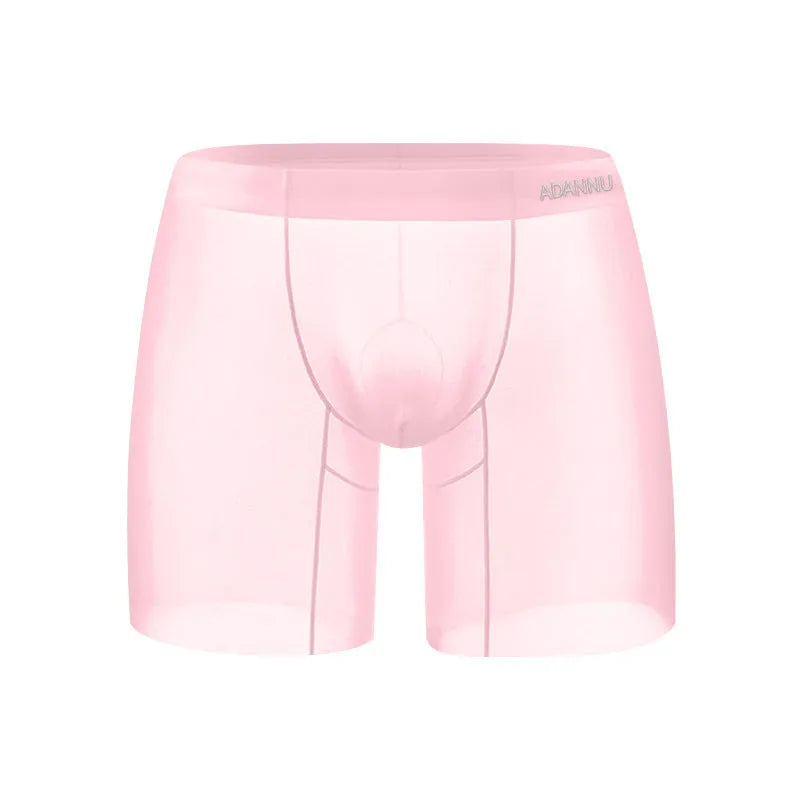 Ice silk men's boxer shorts in solid colours with low waist design