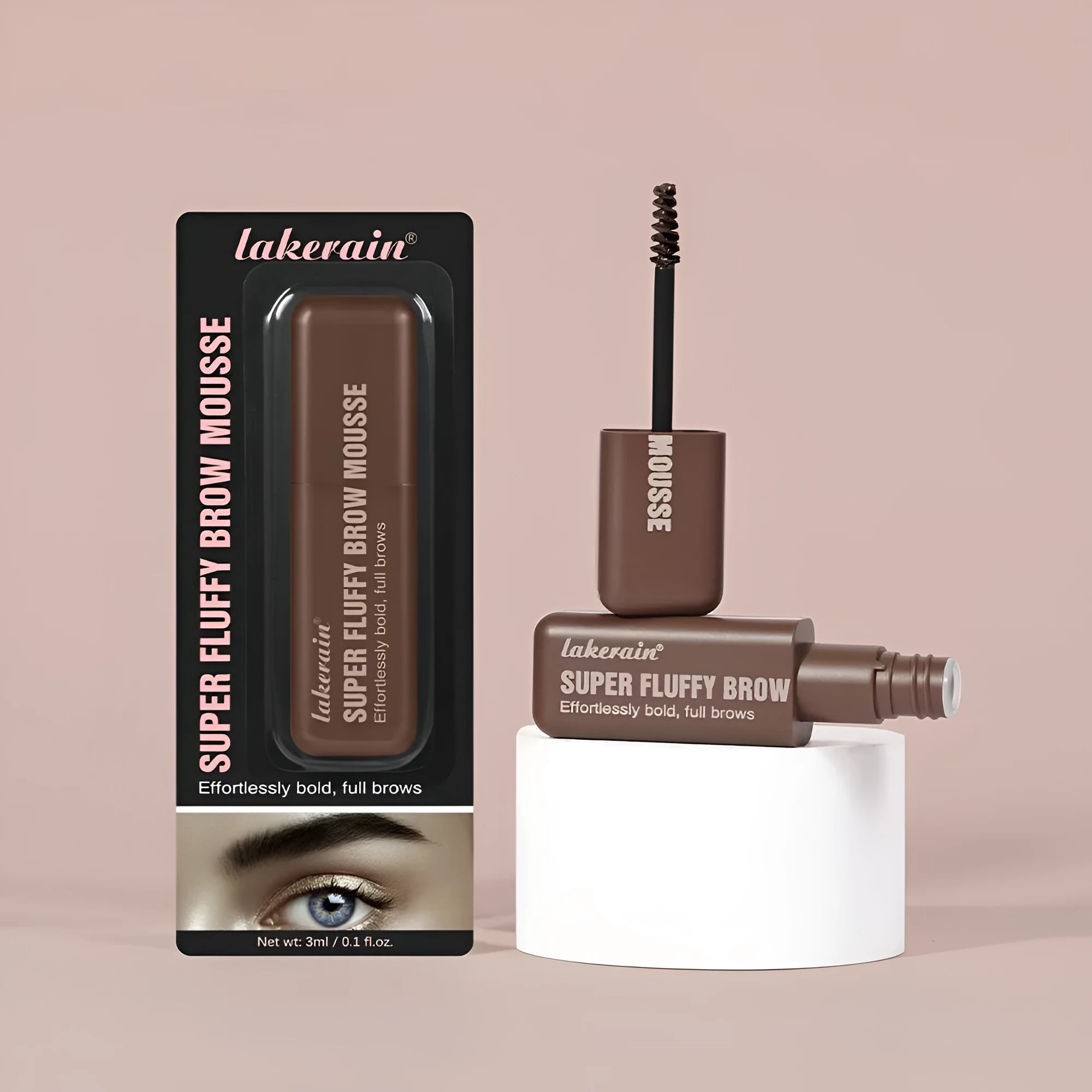Eyebrow cream mousse in six colour shades with applicator for long-lasting brow definition