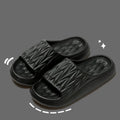 Leaf texture design EVA slippers for indoor use, shown in available colours.