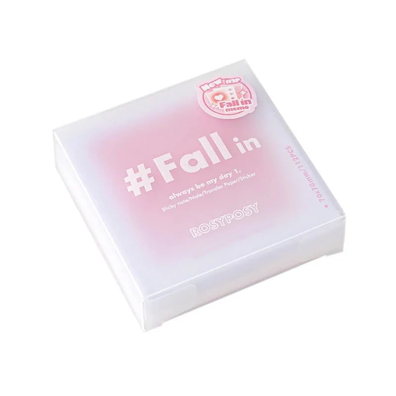 70x70mm gradient parchment multifunctional notepad with blush cover showing interior sticky notes and parchment paper sheets