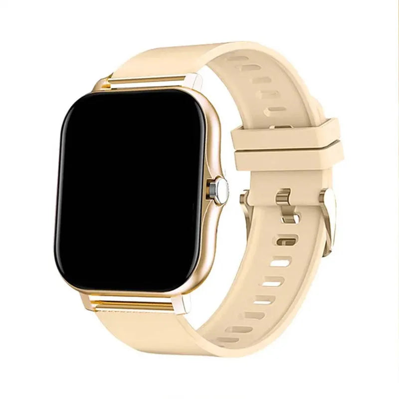Smart watch with touch screen displaying health metrics, silicone wrist strap in chosen colour