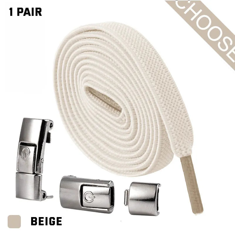 8mm wide press lock elastic shoelaces with flat profile and soft cotton construction