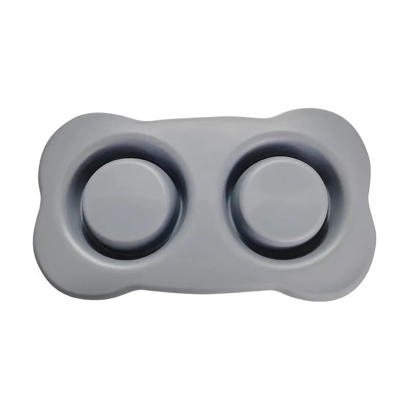 Large silicone pet bowl holder for stainless steel dog food dish in blue colour