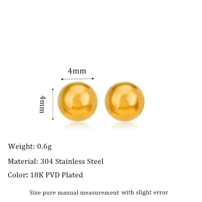 Stainless steel ball stud earrings in gold and silver colours with geometric round design
