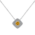 925 silver necklace with 40cm chain and square 13.5mm zircon pendant in ice flower cut