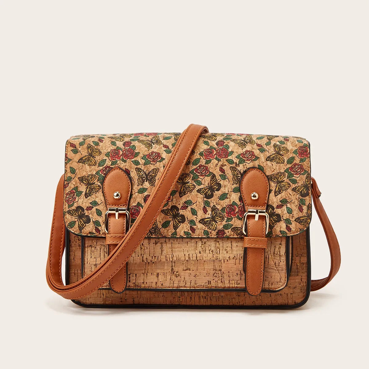 Women's printed PU crossbody bag with one-shoulder design and large capacity