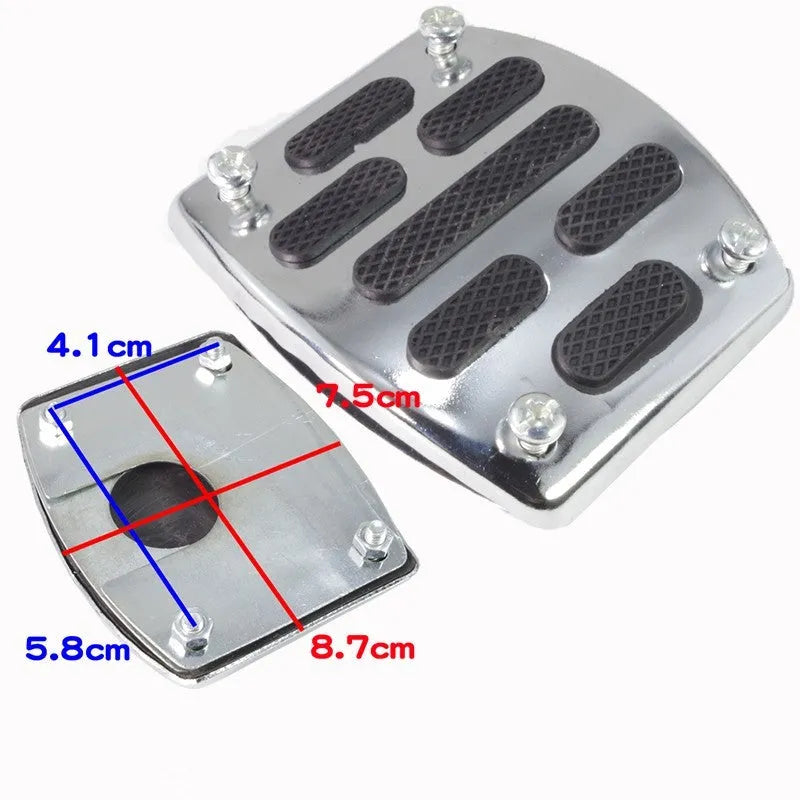 Metal motorcycle brake pedal skid plate for motorbike and scooter installation