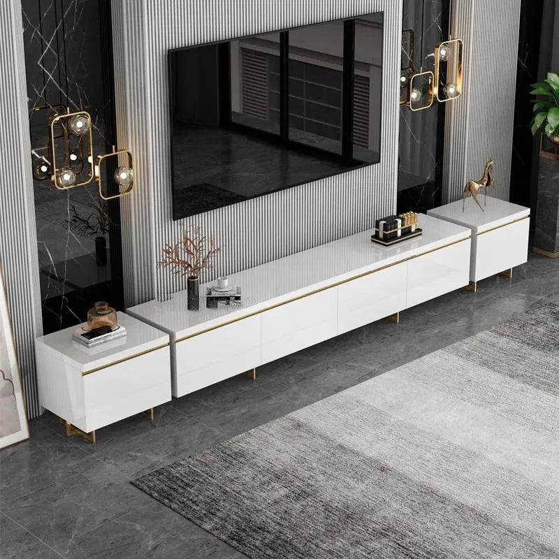 Modern minimalist tempered glass coffee table with baking paint finish on clean white background