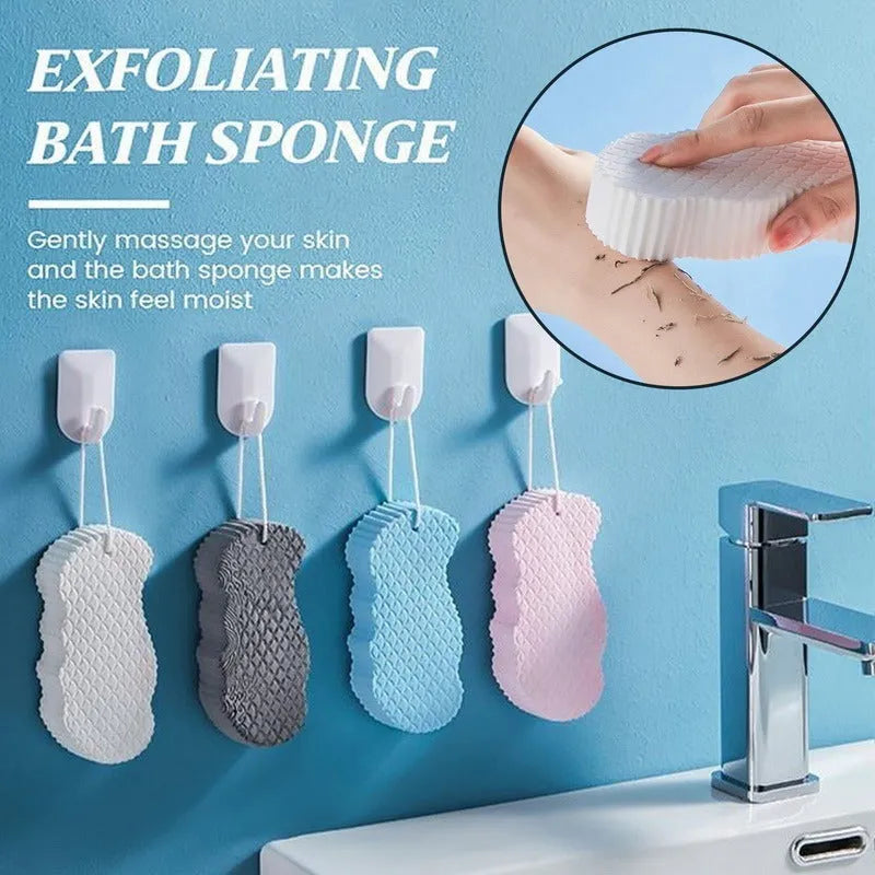 White 3D bath ball with fish scale pattern for body exfoliation