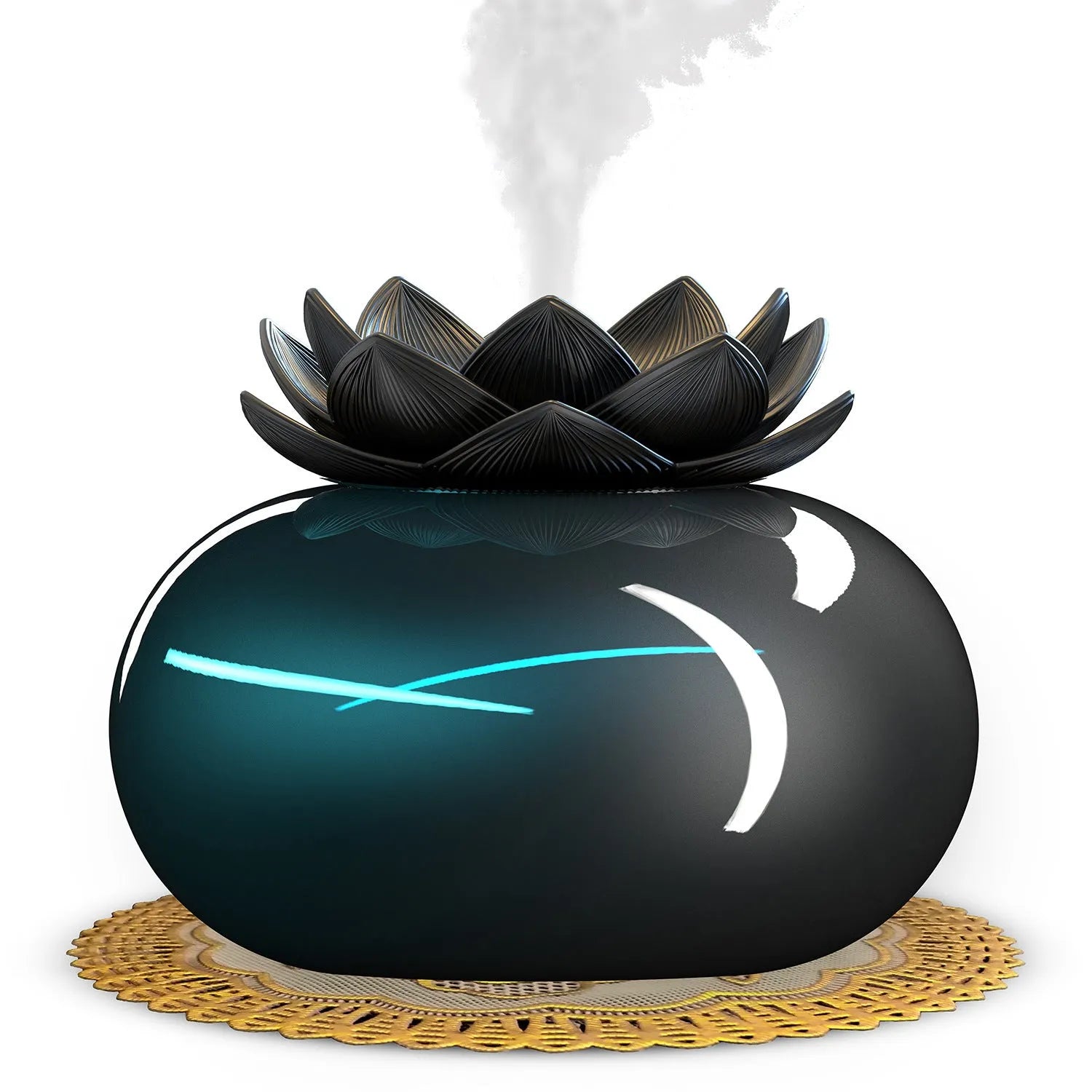 Pure black round USB-powered ultrasonic aromatherapy humidifier on desktop