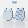 Blue silicone sponge pet grooming brush with dual comb teeth for cats and dogs hair removal