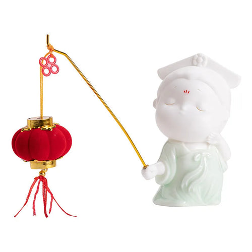 Ceramic cute court attendant figurine incense burner decoration in various colours.