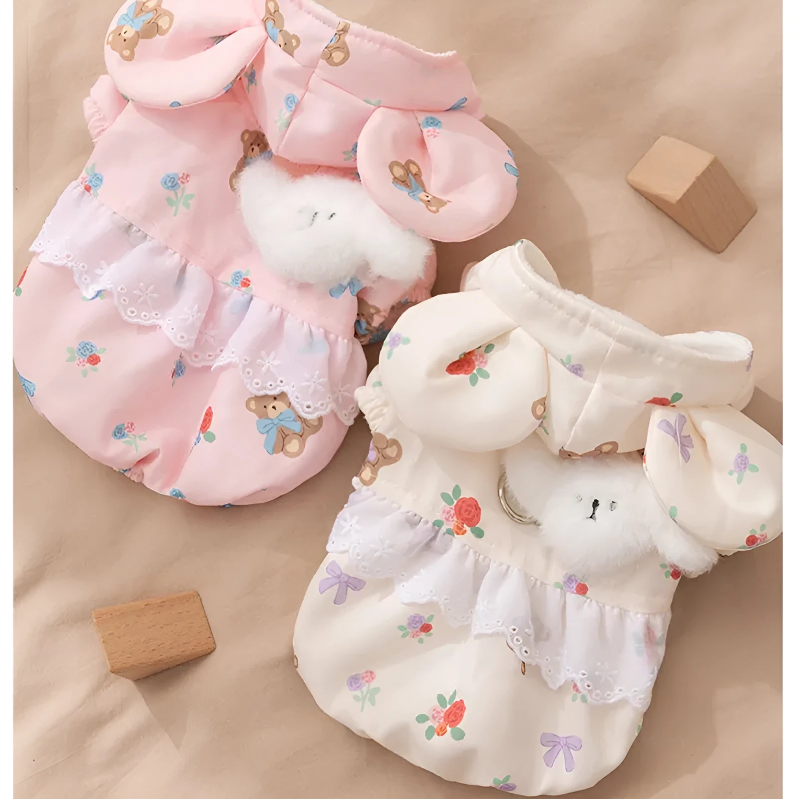 Cat clothes bear two-legged cotton-padded fleece lined pet clothing for small dogs and kittens autumn winter warm outfit pink