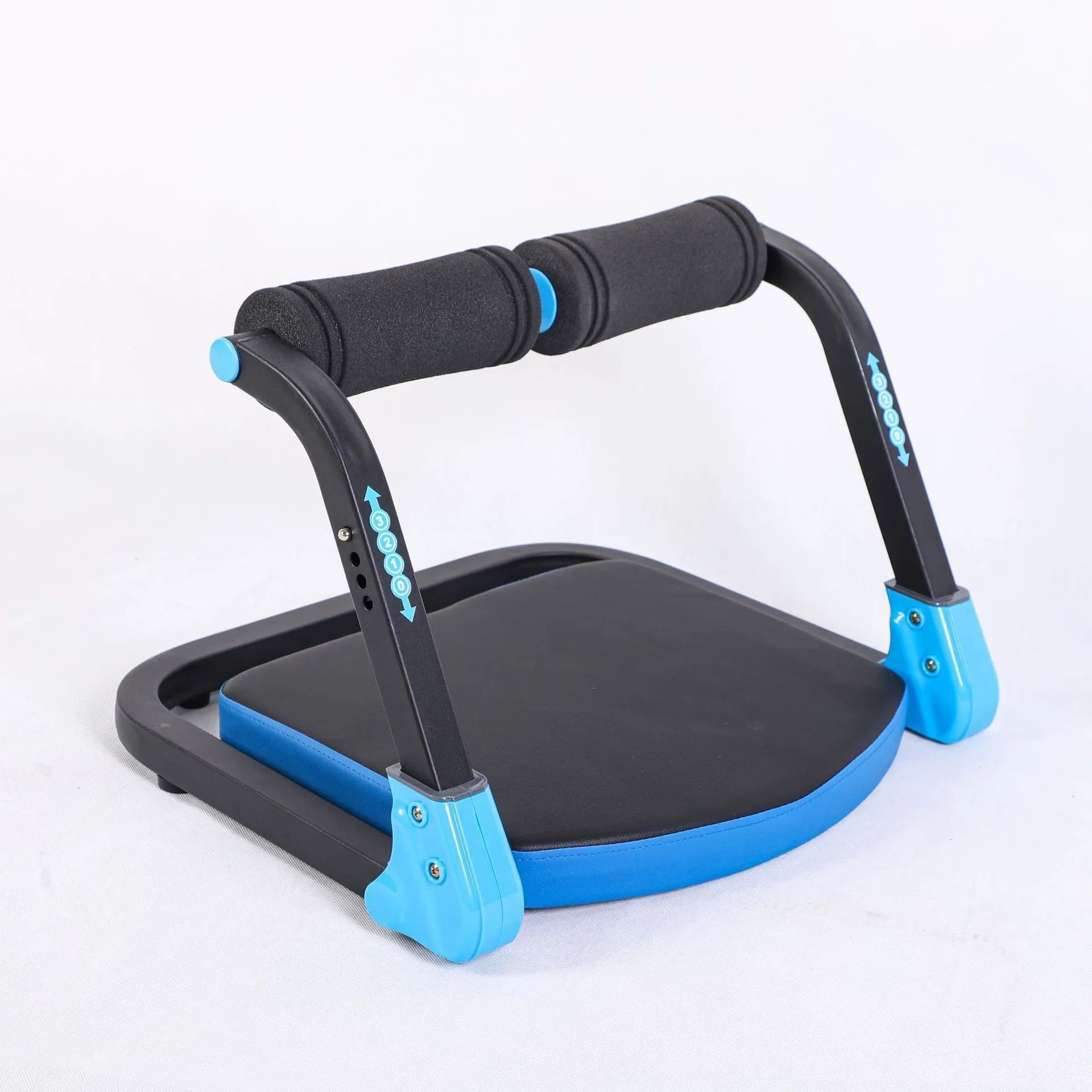 Mini adjustable abdominal fitness device in sky blue colour with portable design for home and office workouts