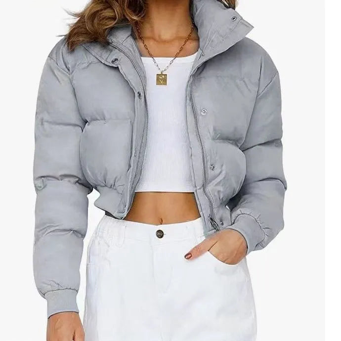 Women's loose fit polyester leisure jacket in blue colour with regular long sleeves